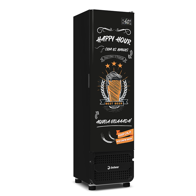 Cervejeira 244 litros preta porta cega adesivada